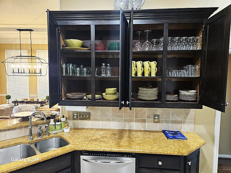 Fully stocked kitchen shelves