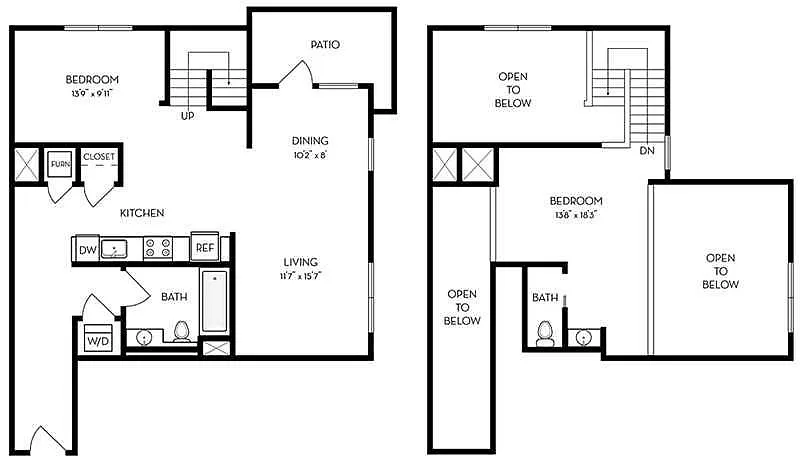 Floor plan 2BR/1.5BA Loft
