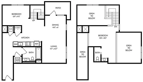 Floor plan 2BR/1.5BA Loft
