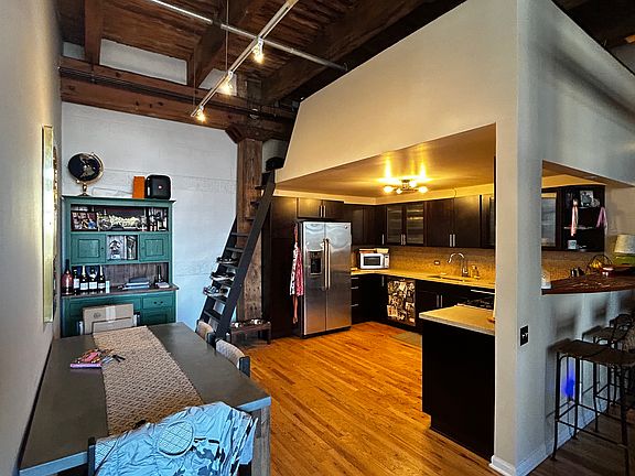 Kitchen, dining room, and bonus loft