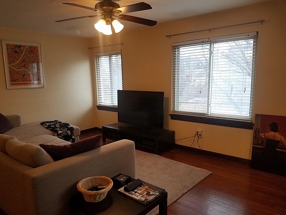 Bright and open, white wood window blinds throughout, just painted*beautiful hardwood floors......