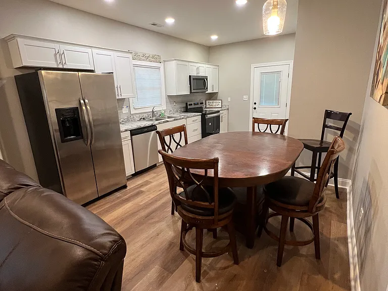 Open dining and kitchen area