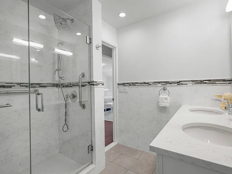 Updated Primary Bath with dual vanity.