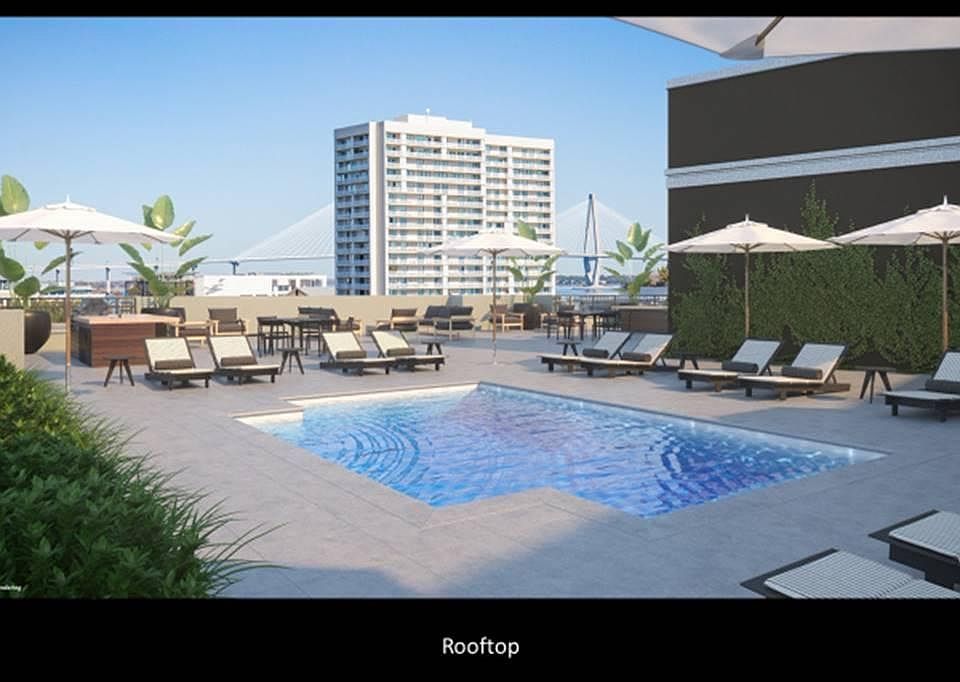 Rooftop pool and lounge area