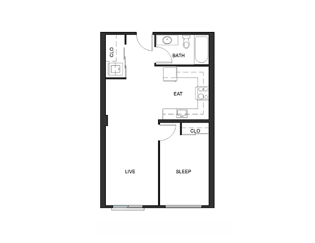 Floor plan 1x1 - A1 - Iron Flats