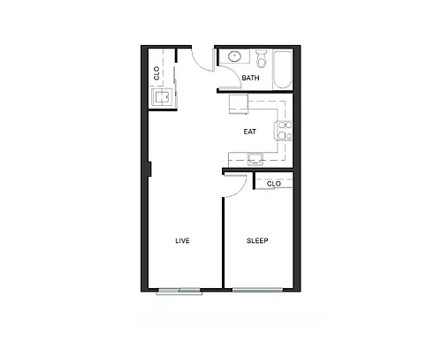 Floor plan 1x1 - A1 - Iron Flats