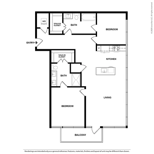 Floor plan 2 Bed/2 Bath-The SoBro