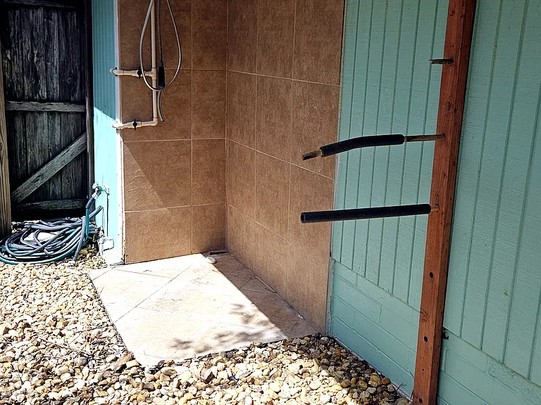 Outdoor Shower and Surfboard Rack