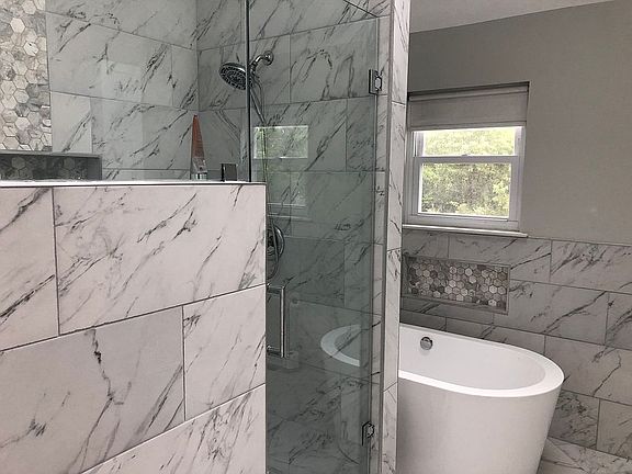 Master bathroom shower and t