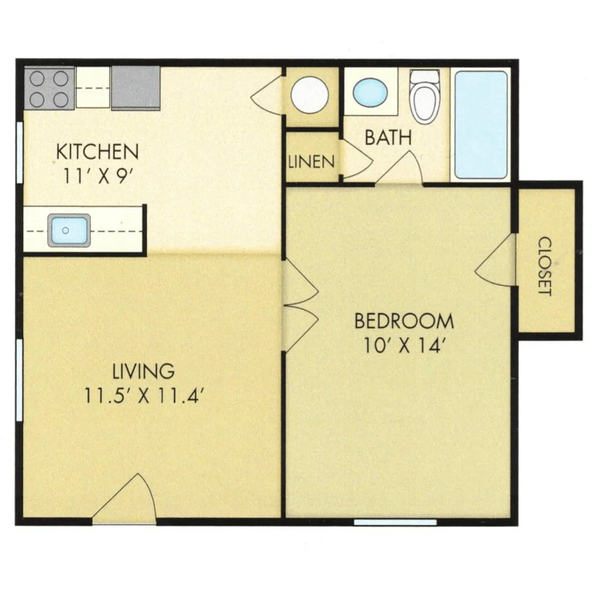 Floor plan A2 - 1 Bedroom