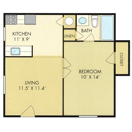 Floor plan A2 - 1 Bedroom