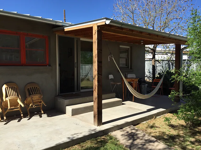 back porch with hammock