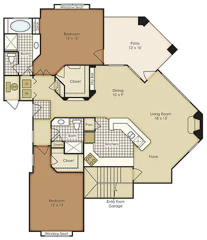 Floor plan Two Bedroom 1B2HG-1B2HGU-2B2HG