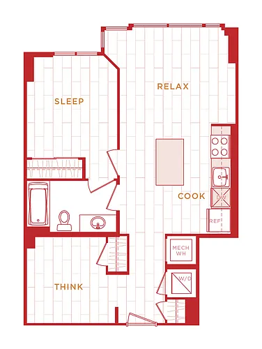 Floor plan 1 Bed/1 Bath Den s-ad03