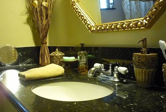 granite in bath, kitchen