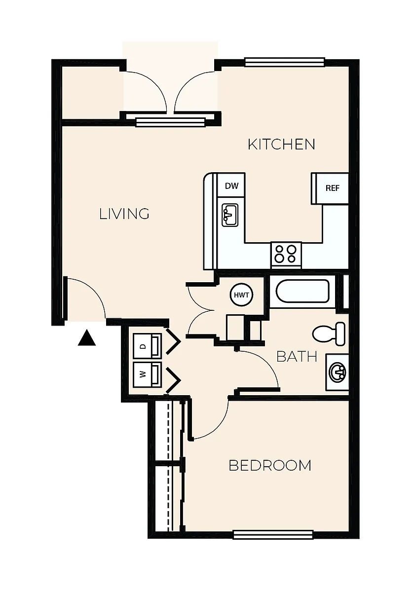 Floor plan 1 Bed 1 Bath A3
