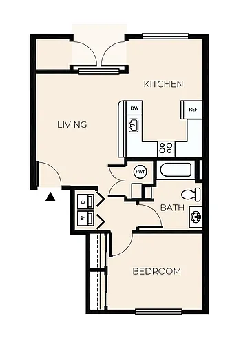 Floor plan 1 Bed 1 Bath A3