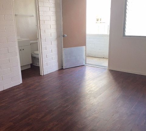 Bedroom with view of bathroom