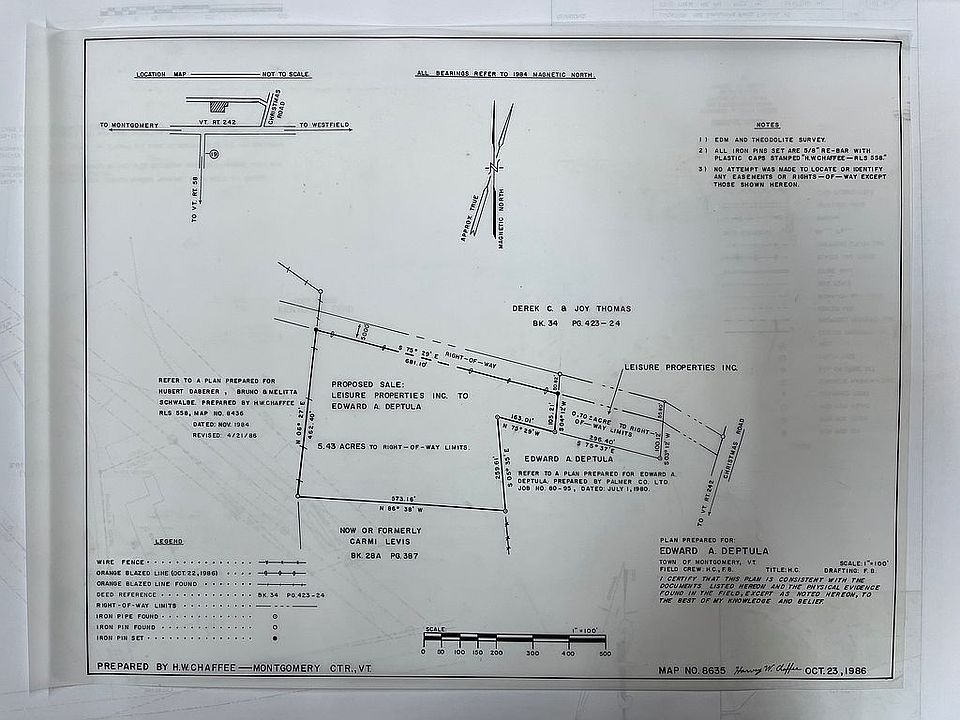 Recorded 1986 survey.