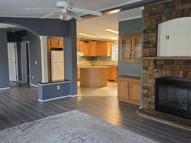 View of kitchen/dining room from family room