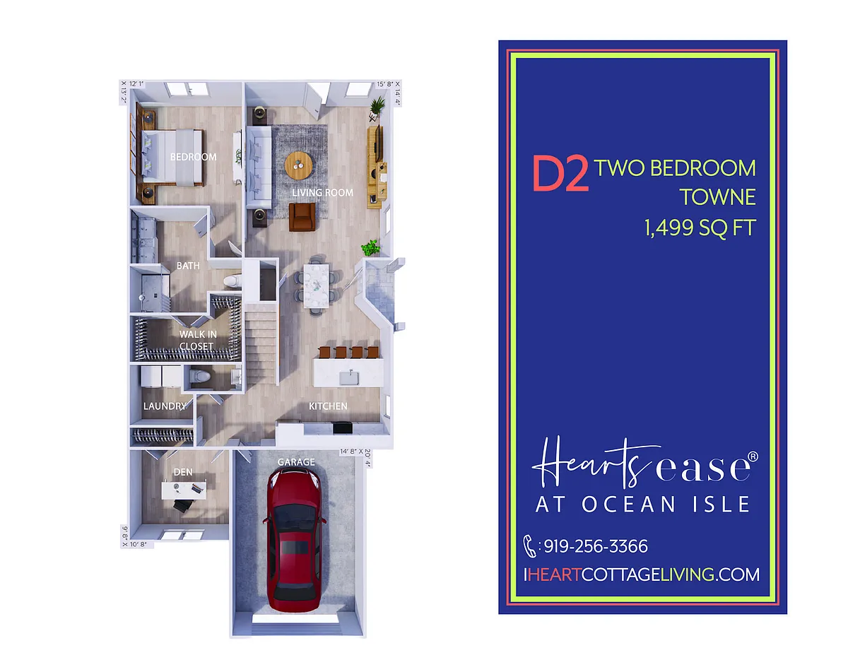 Floor plan D2 Towne - Two Bedroom With Den
