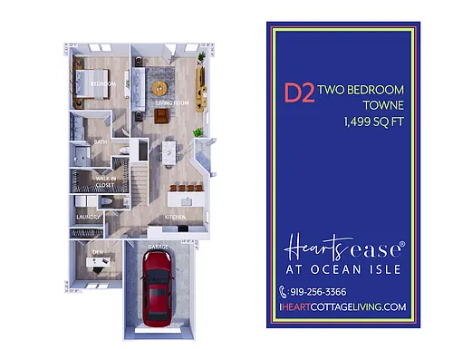 Floor plan D2 Towne - Two Bedroom With Den