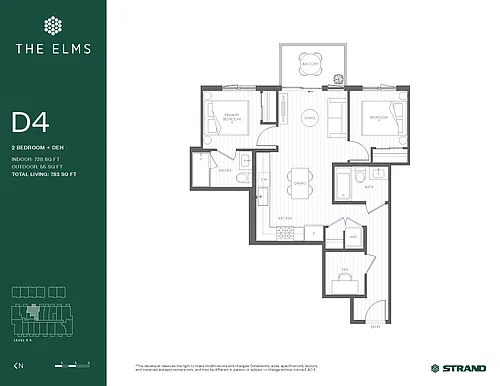 Floor plan 2 Bed + Den 2 Bed 2 Bath