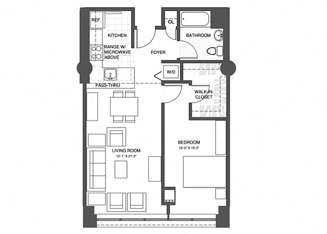 Floor plan 1 Bed/1 Bath