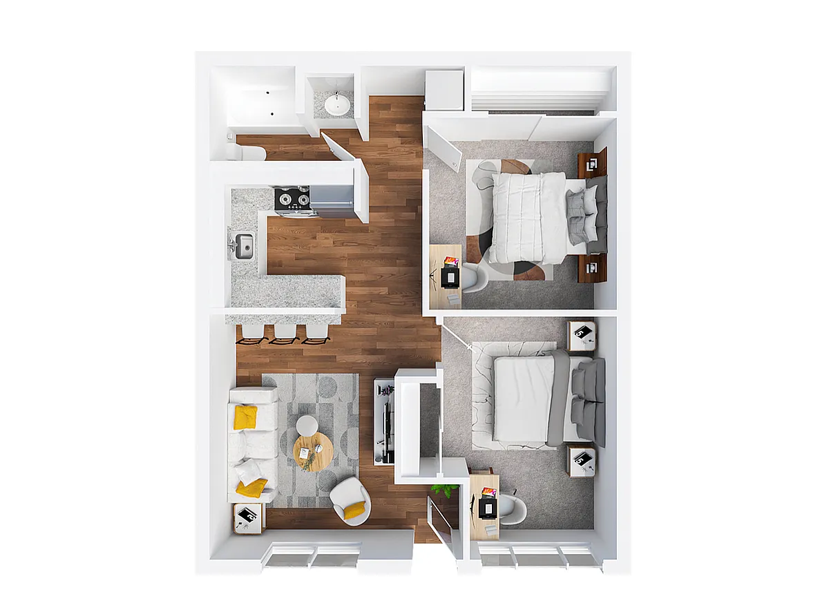 Floor plan 2BR/1BA - A