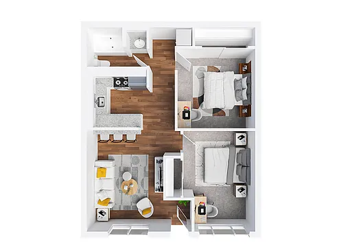 Floor plan 2BR/1BA - A