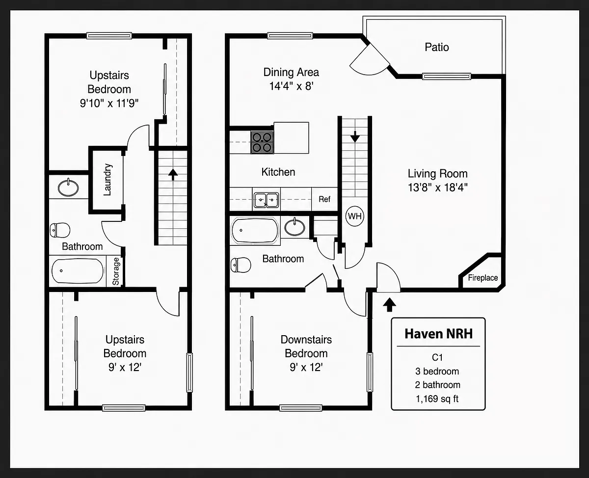 Floor plan C1 - Updated Three-Bedroom