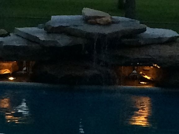 Diverock waterfall into pool