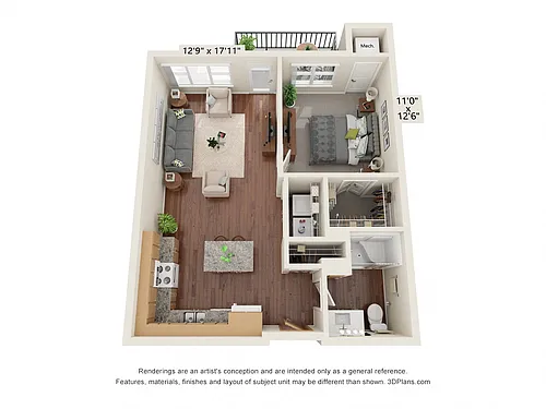 Floor plan One Bedroom - D