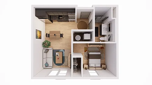 Floor plan 1 Bed 1 Bath K