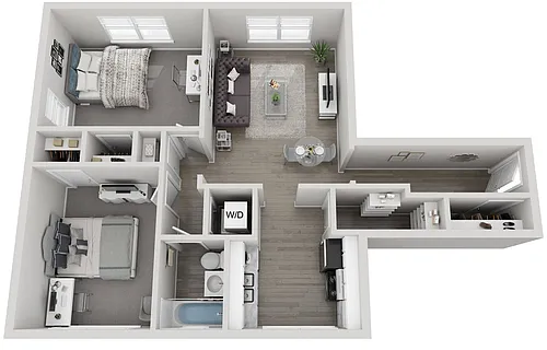 Floor plan B3 2x1 H Semi-Upgraded - Call for Availability