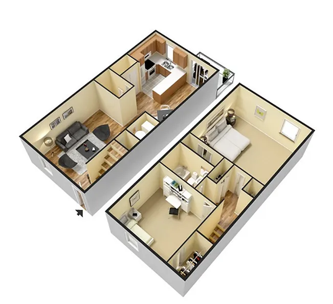 Floor plan 2 Bed 1.5 Bath Renovated W/D Connection