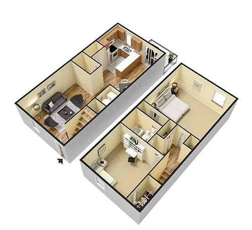 Floor plan 2 Bed 1.5 Bath Renovated W/D Connection