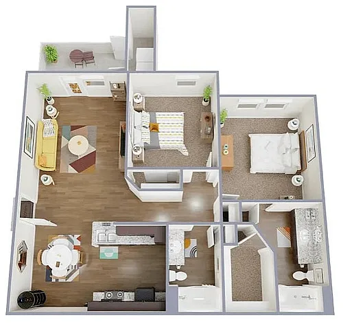 Floor plan 2 Bedroom 2 Bath B2