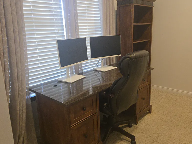 Office: Main floor; (2) desks, cabinet, bookcase, printer, (2) monitors
