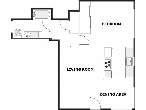 Floor plan 1 Bed / 1 Bath: Type B
