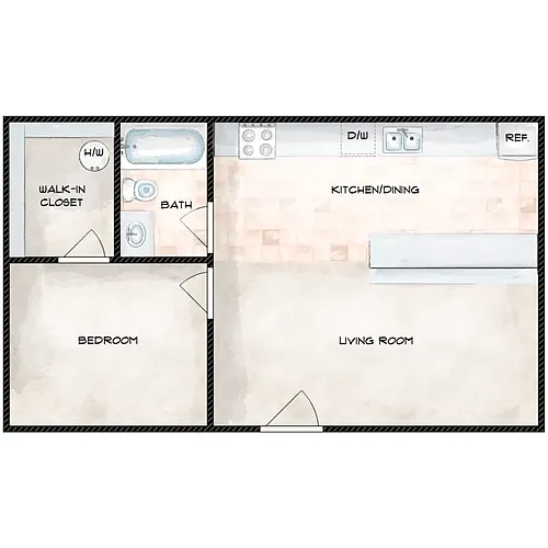 Floor plan One bedroom one bath