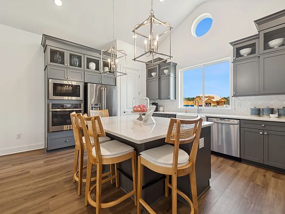 Kitchen with pendant lighting