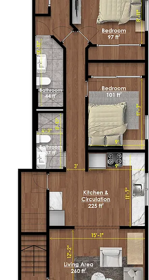 3 Bedroom 2 bathroom unit available, Larchmont area — Photo 3