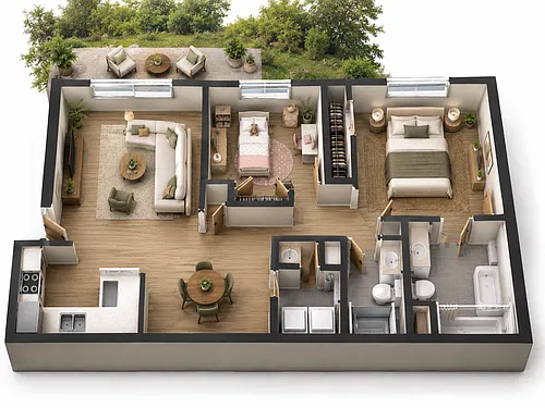 Floor plan 2 Bedroom 2 Bathroom