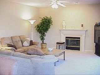 Light and bright family room just off the kitchen.