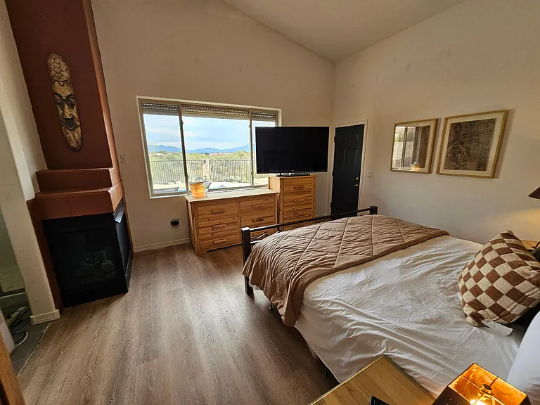 Master Bedroom
View looking towards Mt Lemon and the pool.
Gas Fireplace , left corner