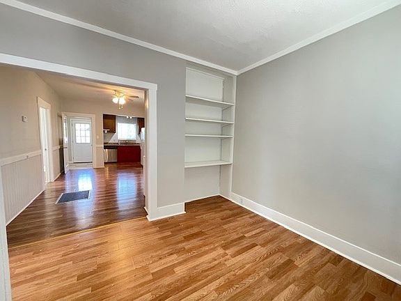 Front Living Room with built in shelving.