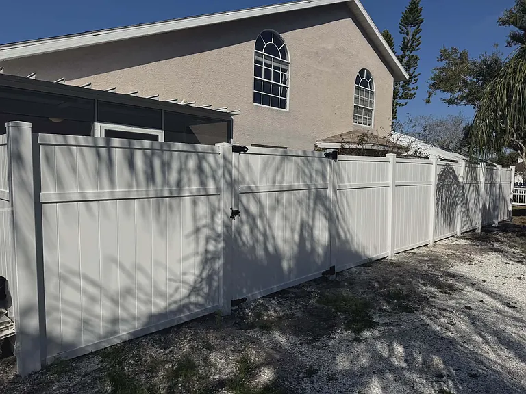 Vinyl fenced back yard