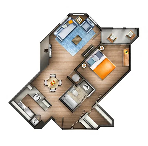 Floor plan 1 Bedroom - 1O