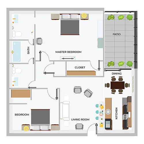 Floor plan 2B/1.5B